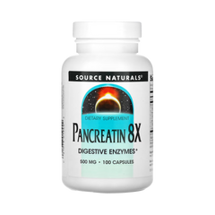 Source Naturals, Pancreatin 8X, 500 Mg, 100 Capsules