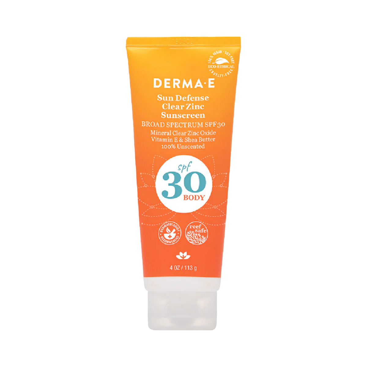 Derma E, Sun Defense Clear Zinc Sunscreen SPF 30 Body, 4 Oz