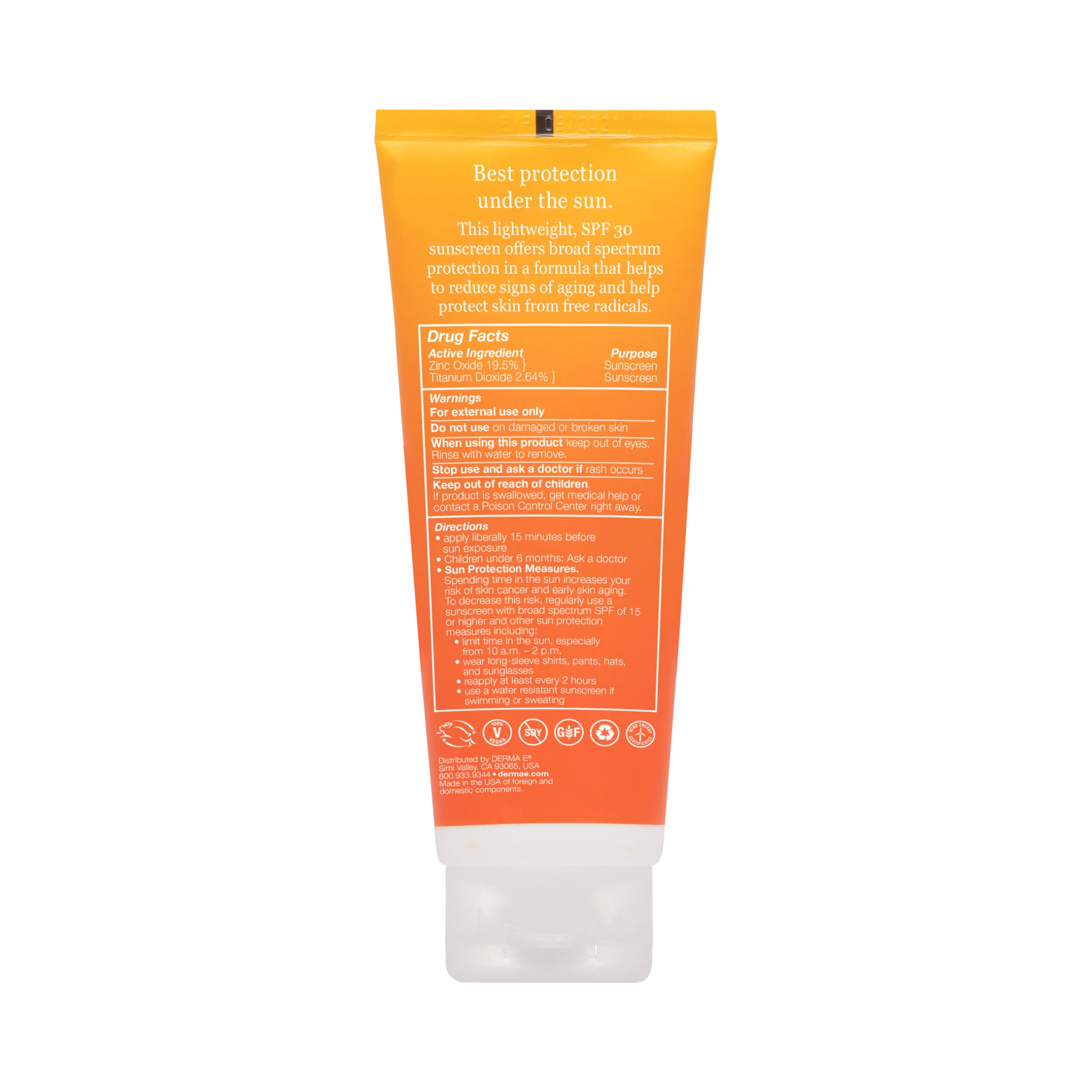 Derma E, Sun Defense Clear Zinc Sunscreen SPF 30 Body, 4 Oz