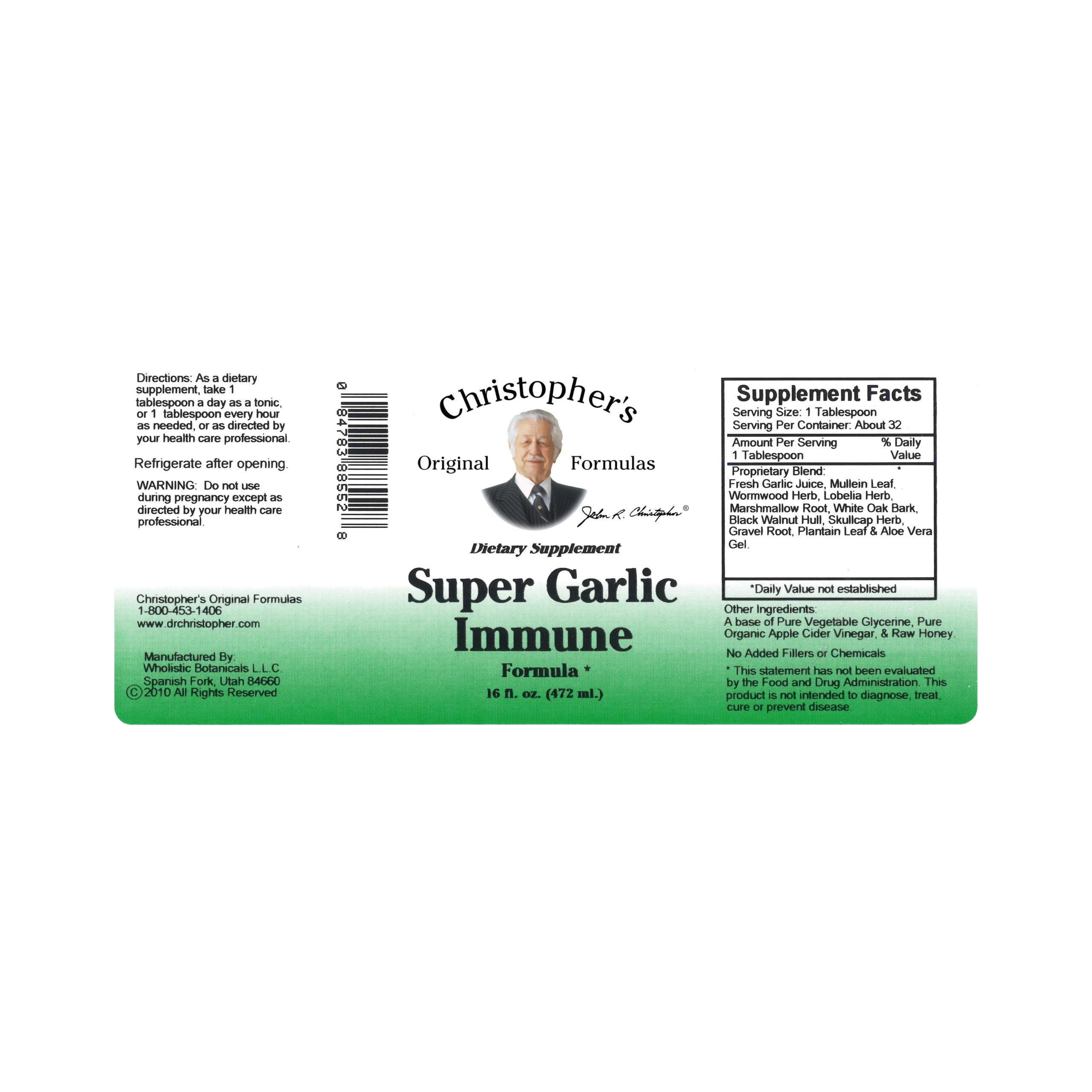 Christopher's Original Formulas, Super Garlic Immune Formula, 16 Oz