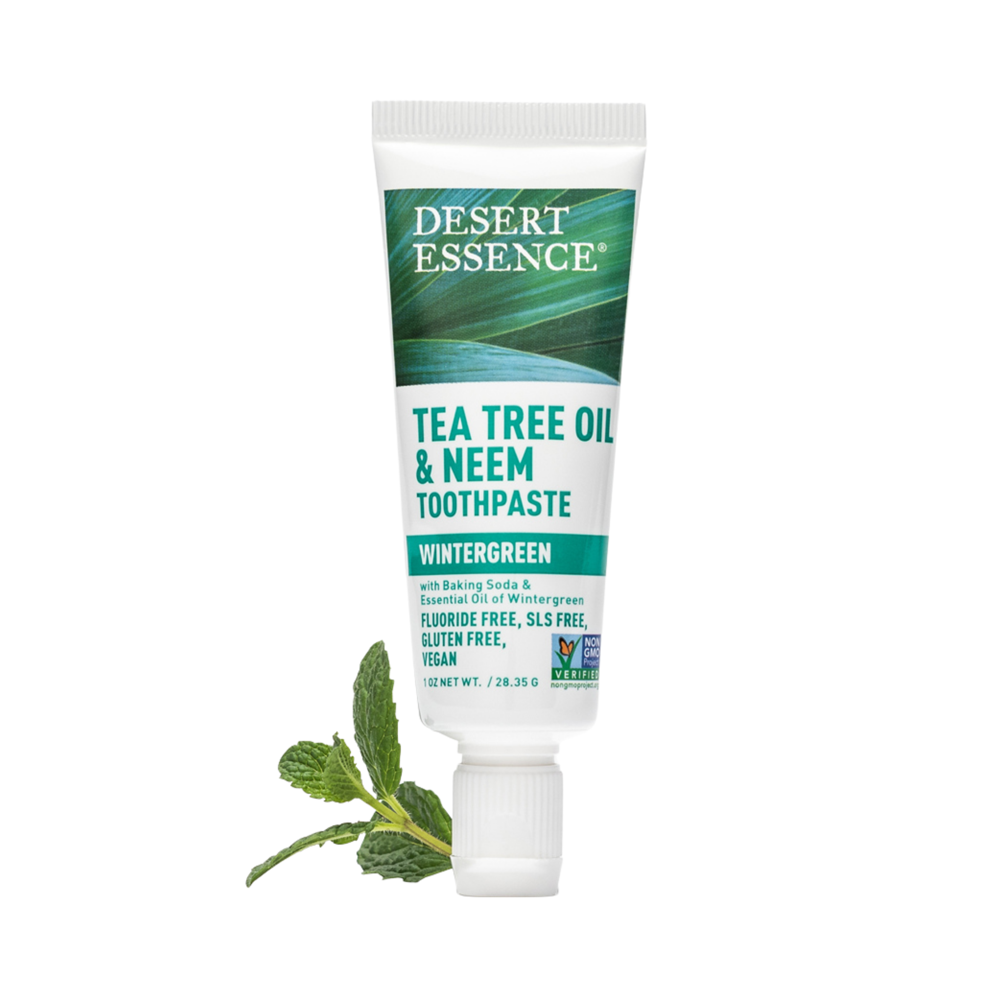 Desert Essence, Tea Tree Oil & Neem Travel Size Toothpaste Wintergreen, 1 Oz 12 Piece Display