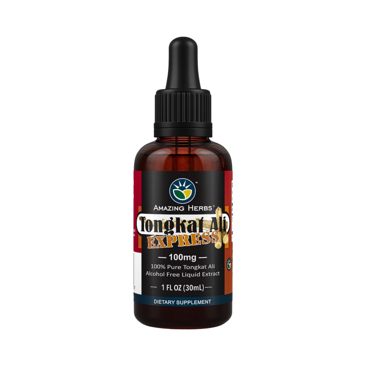 Amazing Herbs, Tongkat Ali Express Liquid Extract, Alcohol Free, 100 Mg, 1 Fl Oz