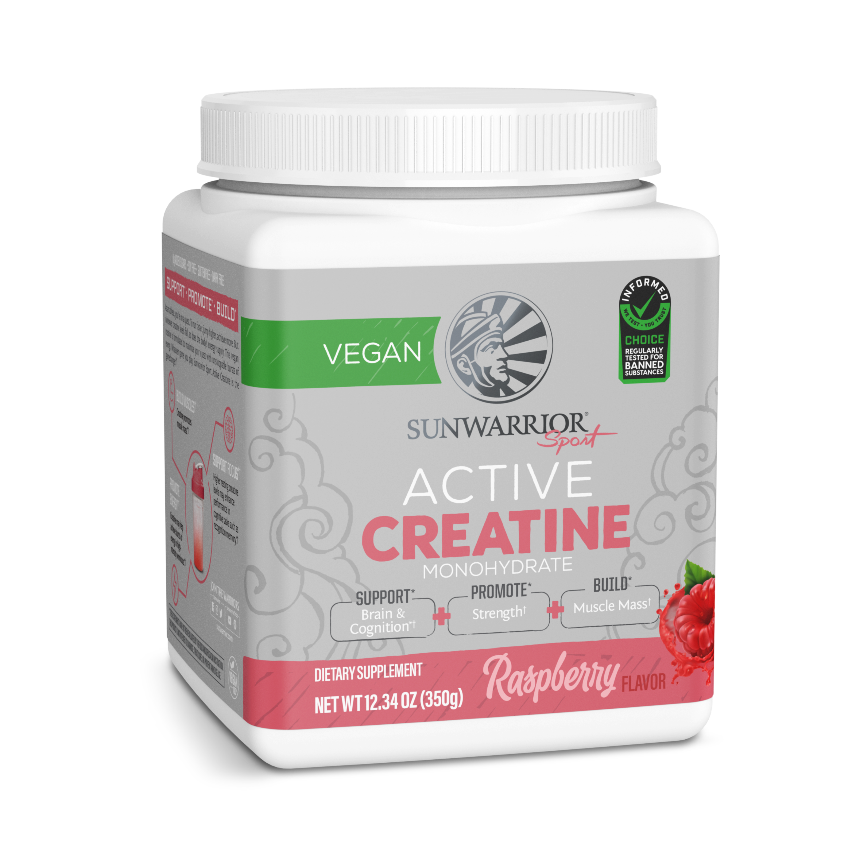 Sunwarrior, Sport, Active Creatine Monohydrate, Raspberry, 350 g