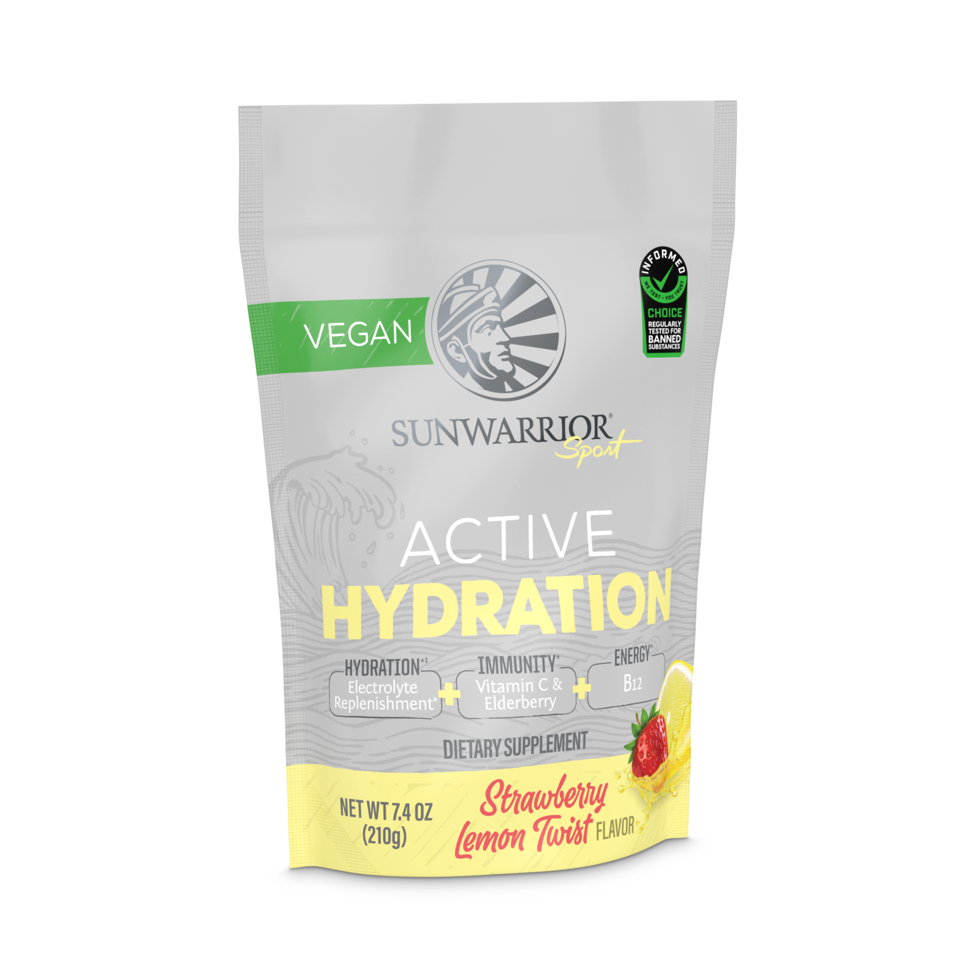 Sunwarrior, Sport, Active Hydration, Strawberry Lemon Twist, 210 g