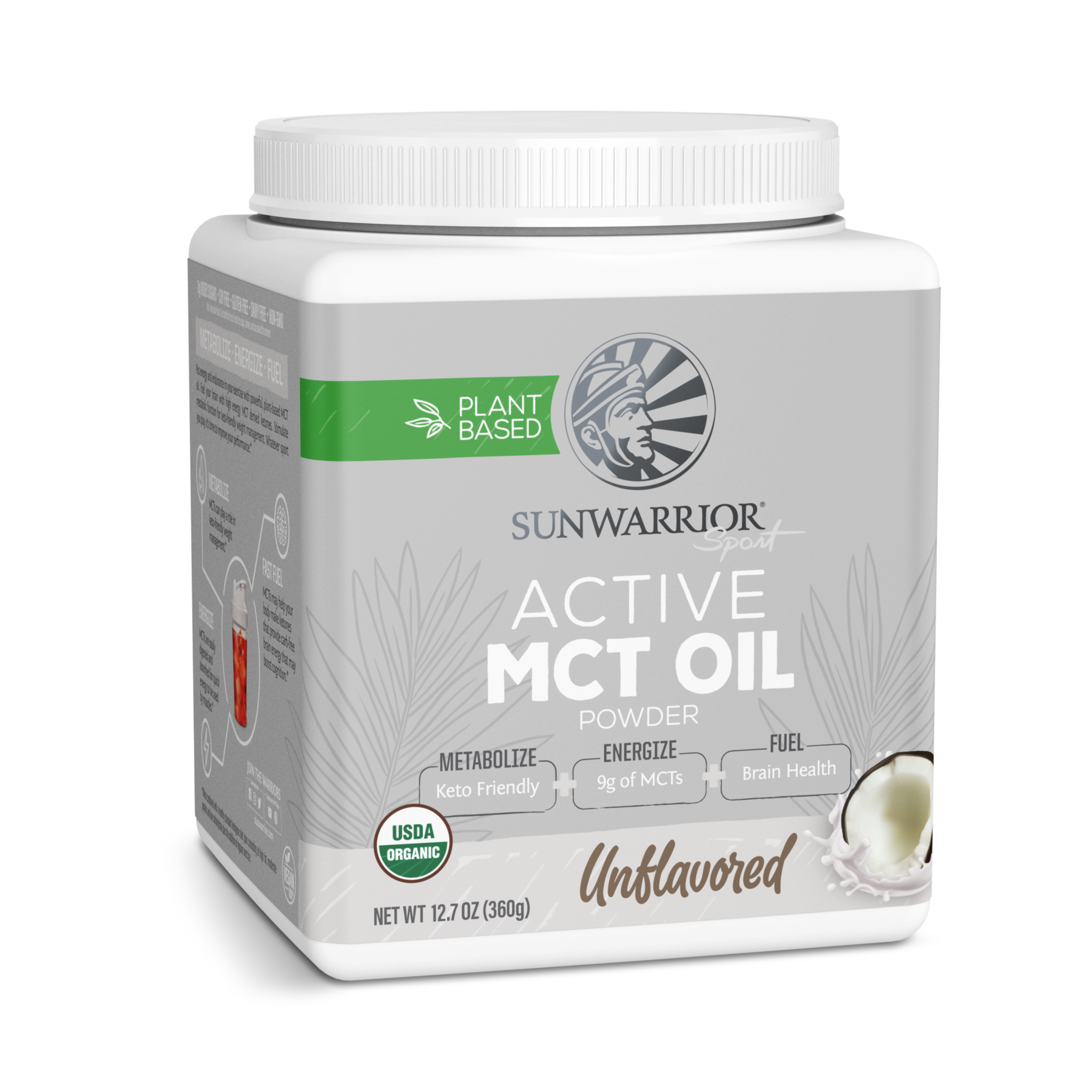 Sunwarrior, Sport, Active MCT Oil Powder, Unflavored, 360 g