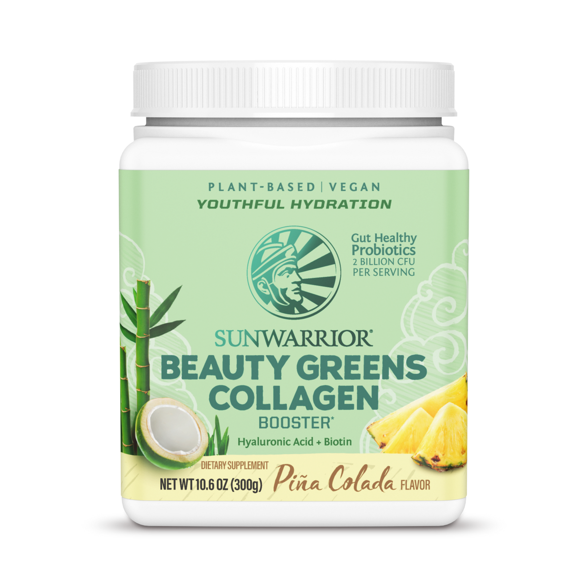 Sunwarrior, Beauty Greens Collagen Booster, Pina Colada, 300 g