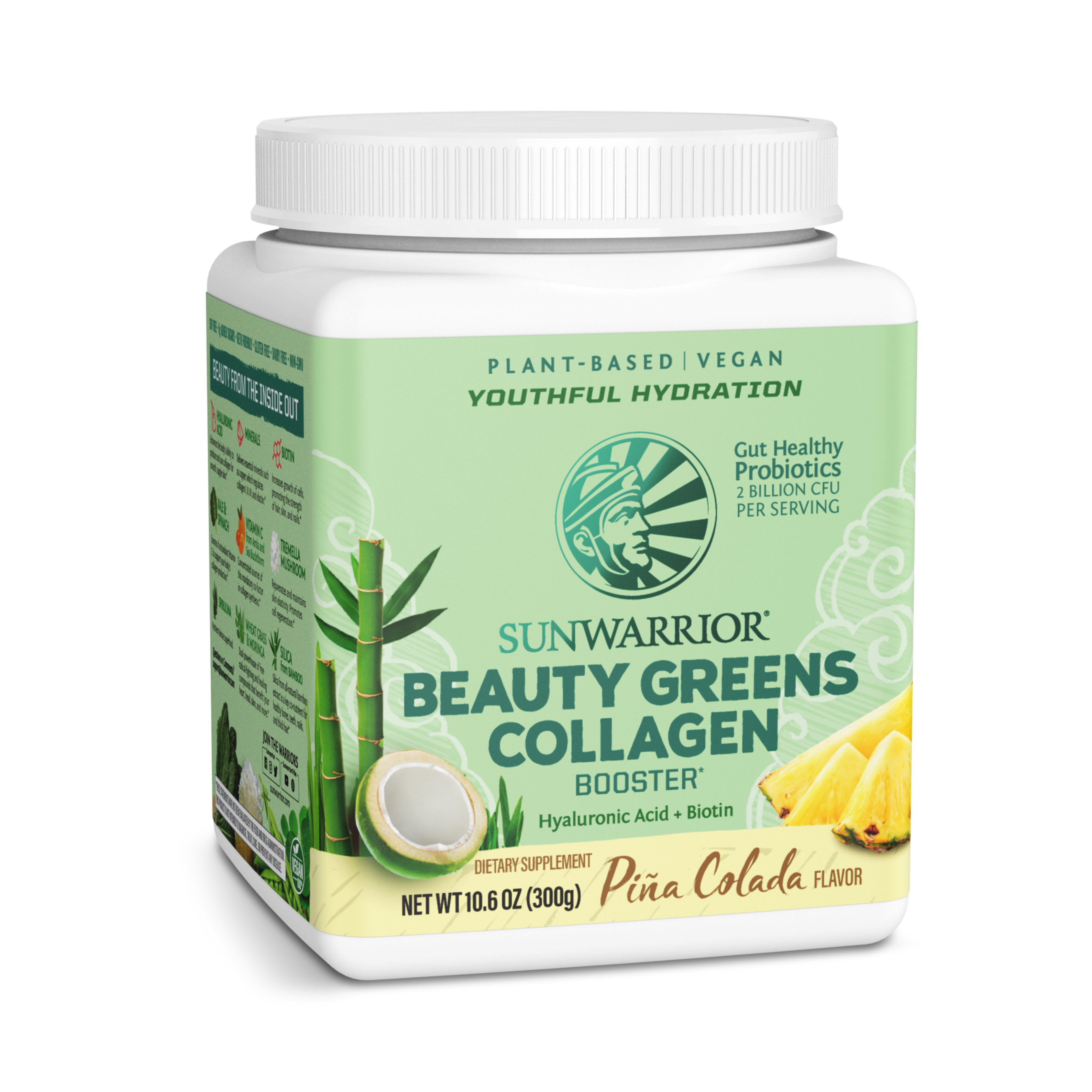 Sunwarrior, Beauty Greens Collagen Booster, Pina Colada, 300 g