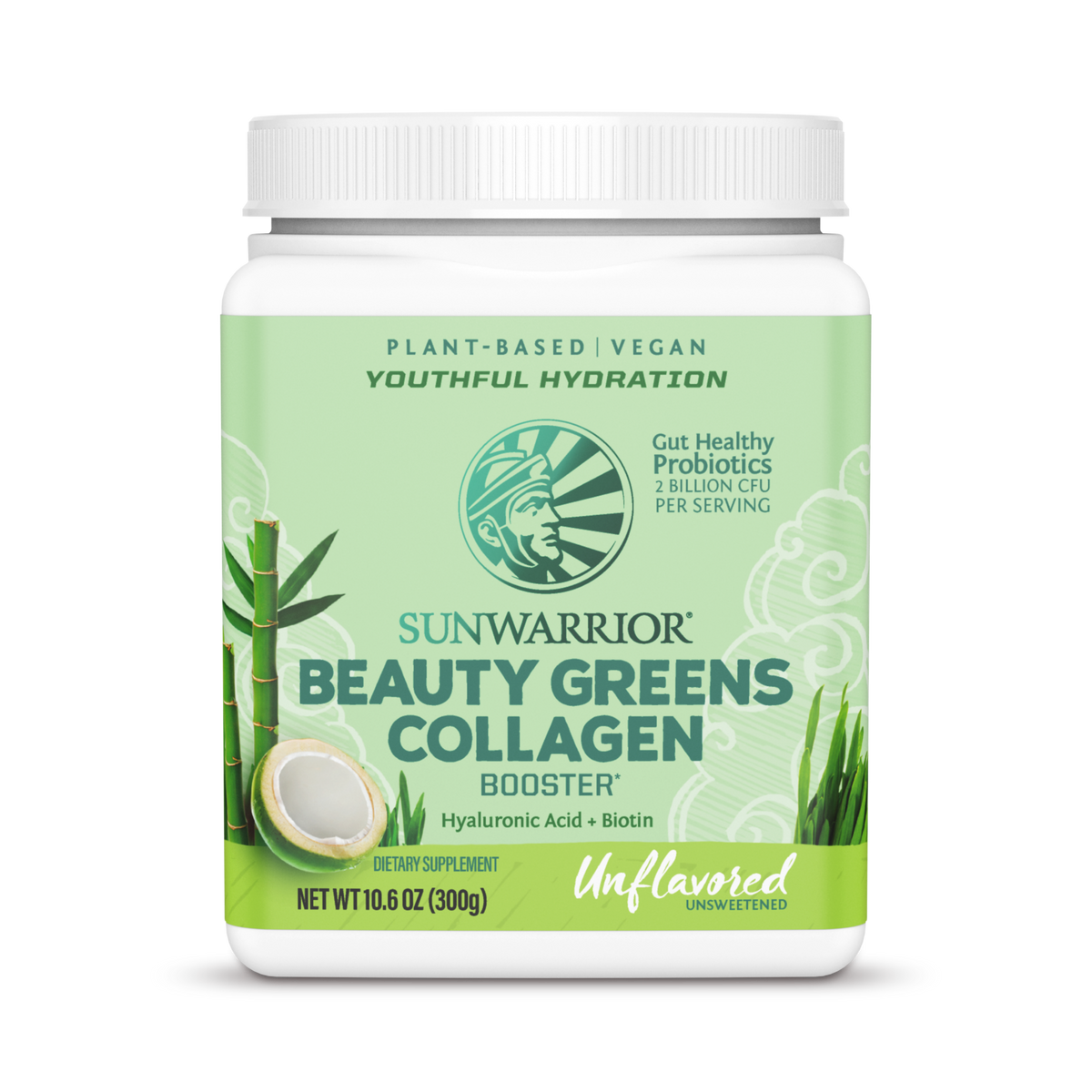 Sunwarrior, Beauty Greens Collagen Booster, Unflavored, 300 g