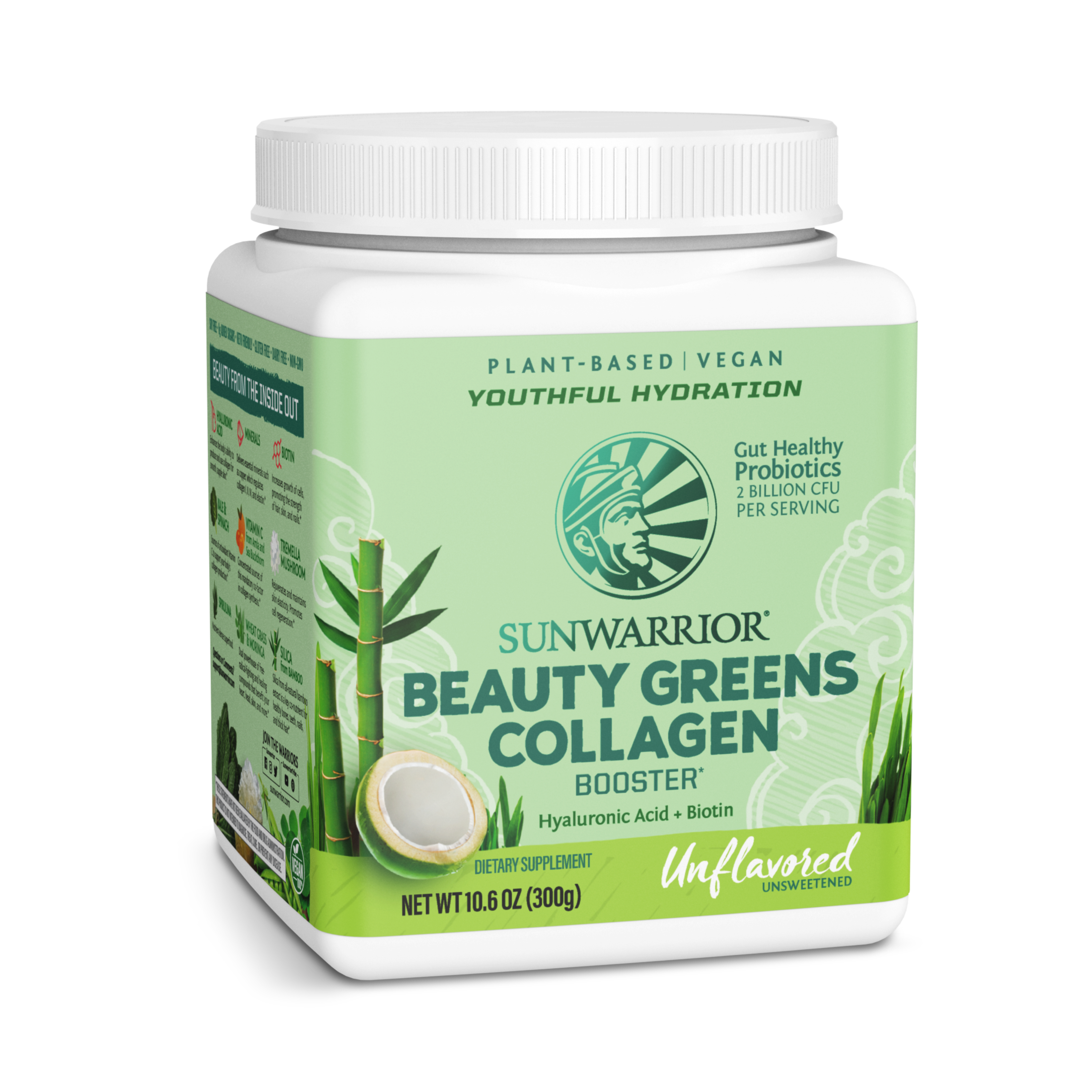 Sunwarrior, Beauty Greens Collagen Booster, Unflavored, 300 g