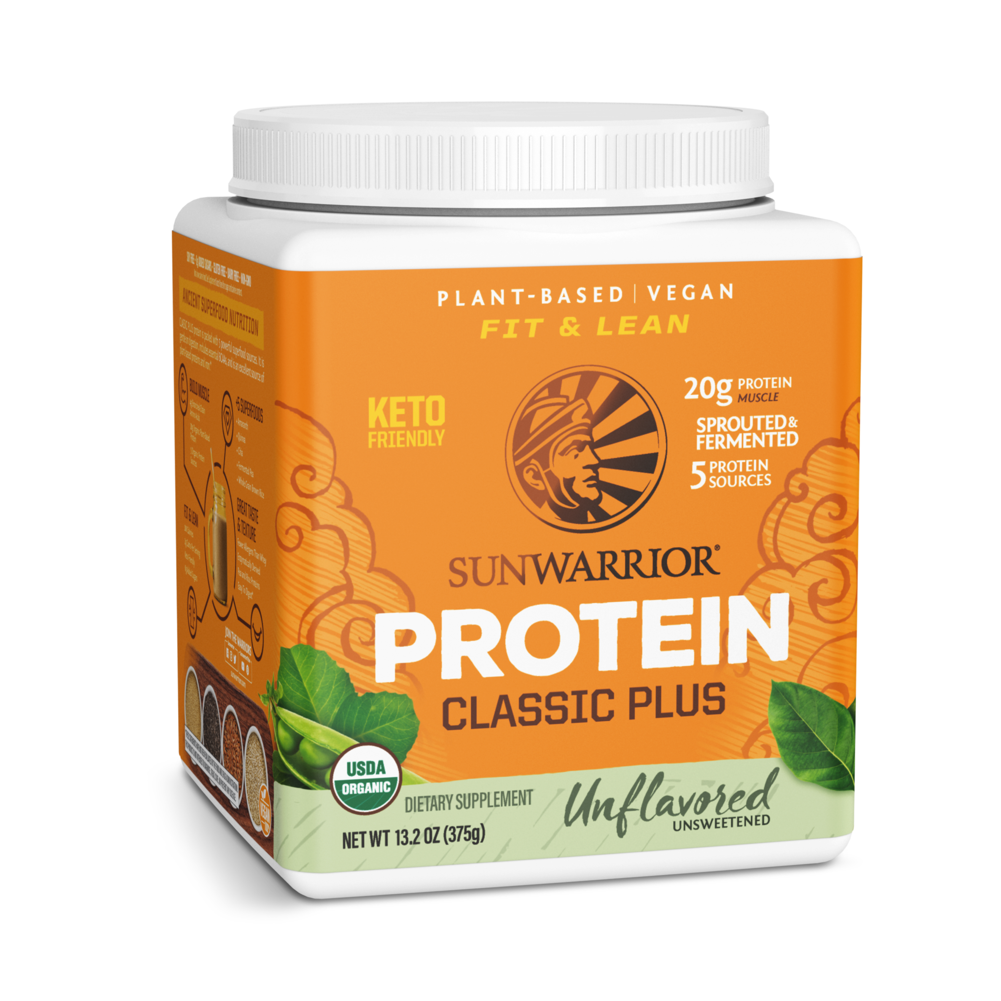 Sunwarrior, Classic Plus Protein, Unflavored, 375 g