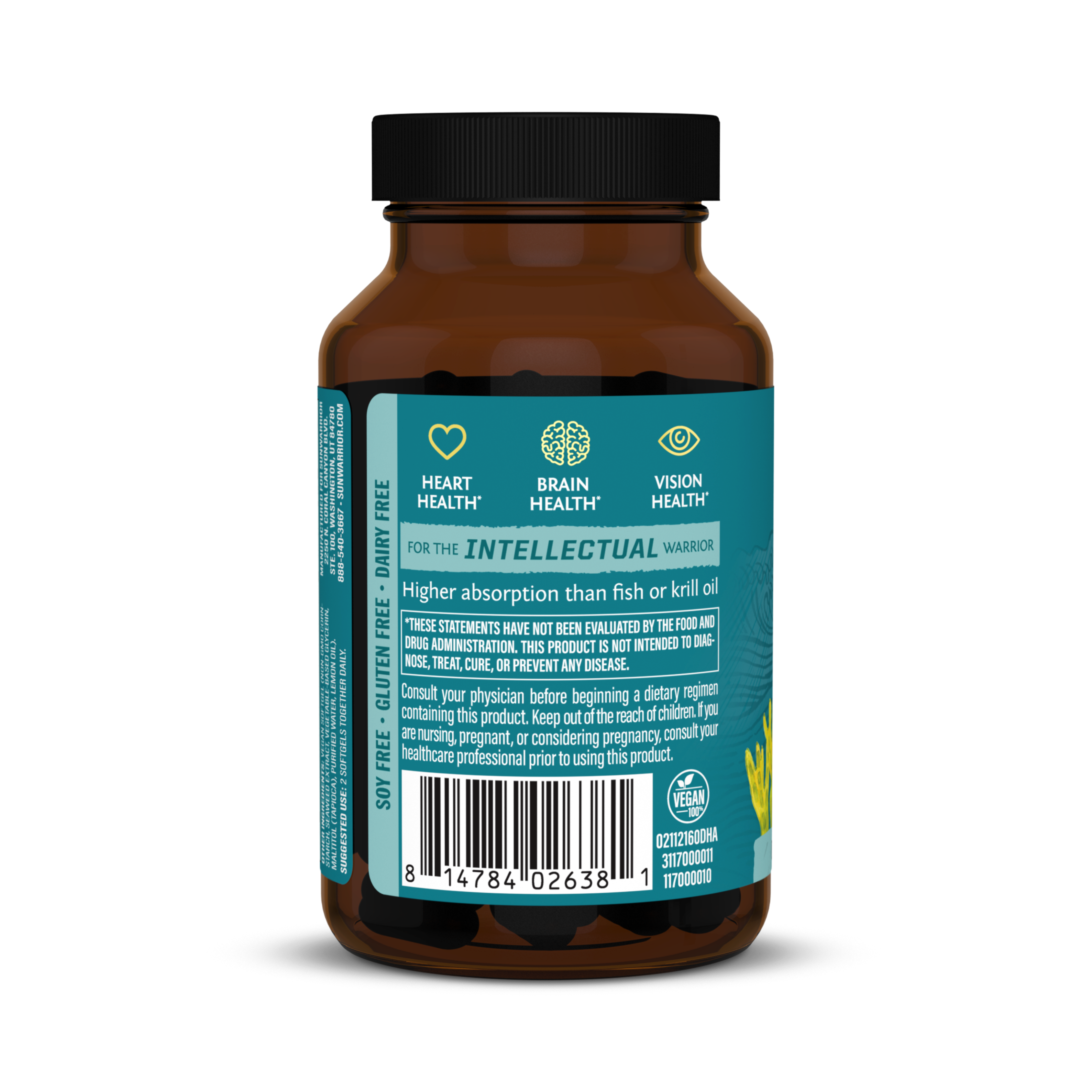 Sunwarrior, Algae-Based Omega-3, Vegan DHA + EPA, 60 Vegan Softgels