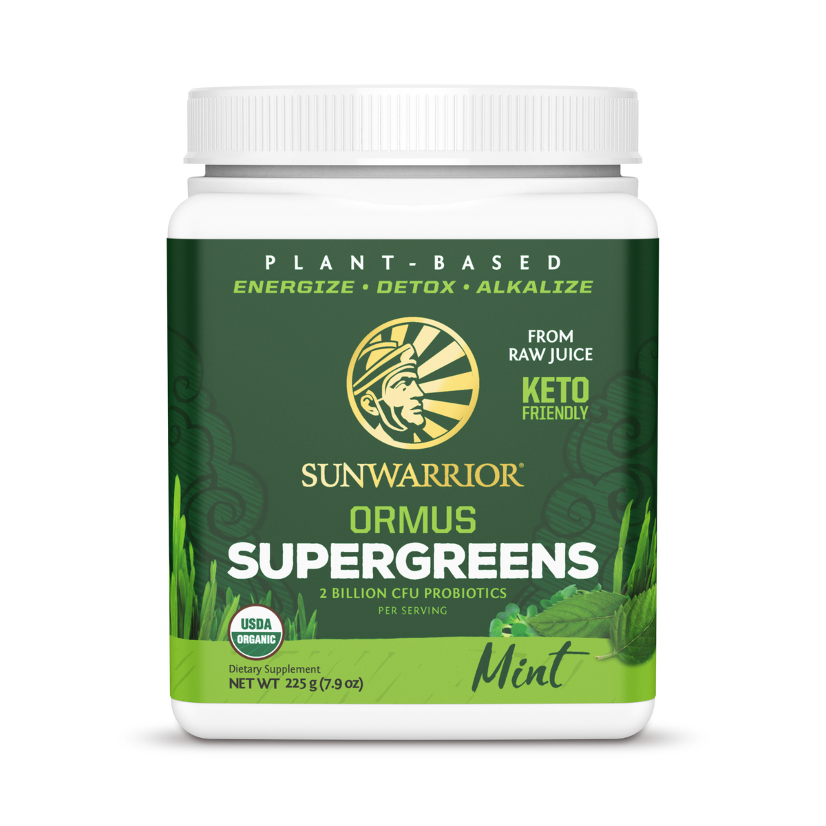 Sunwarrior, Ormus Supergreens, Mint, 225 g