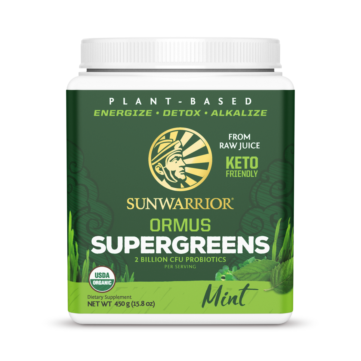 Sunwarrior, Ormus Supergreens, Mint, 450 g