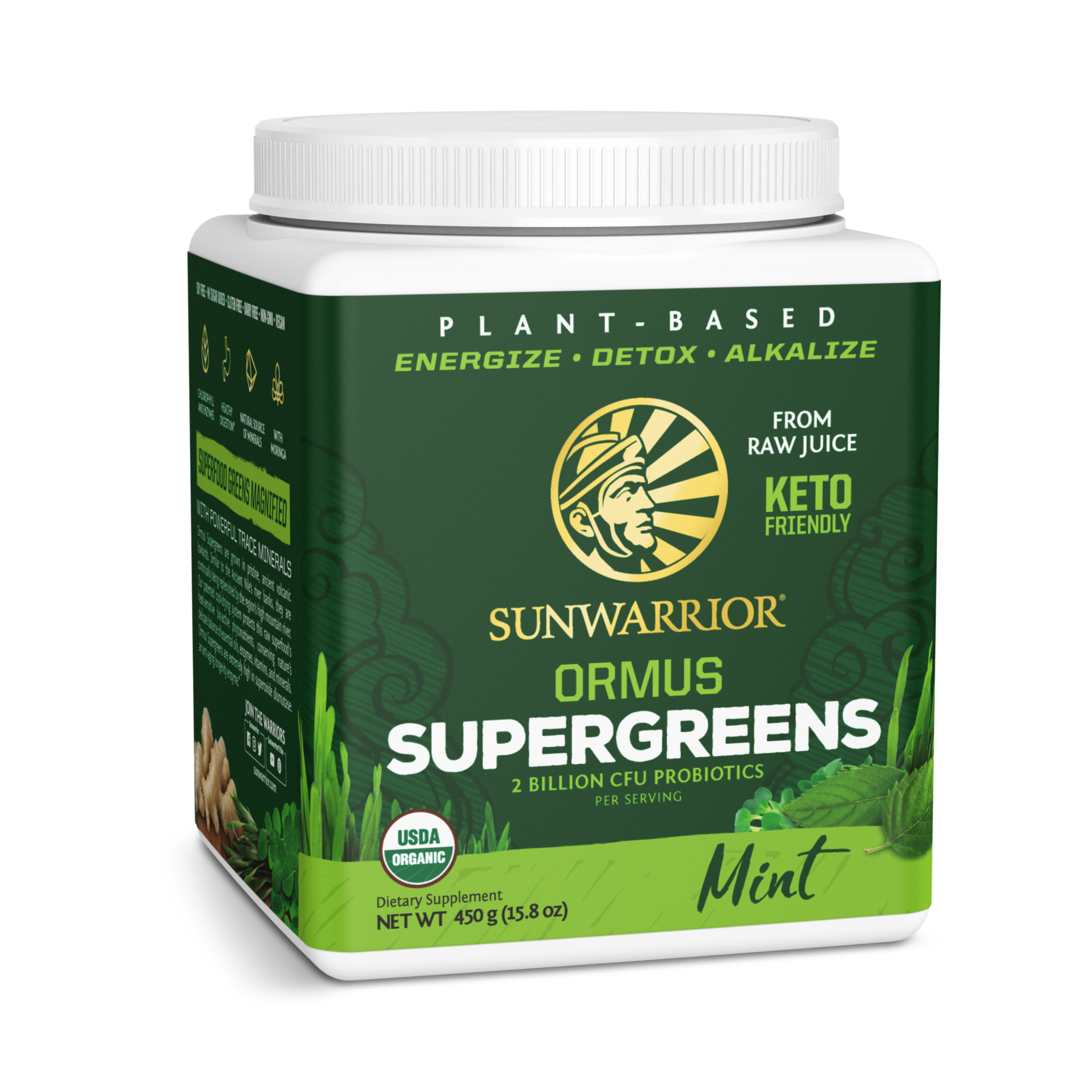 Sunwarrior, Ormus Supergreens, Mint, 450 g