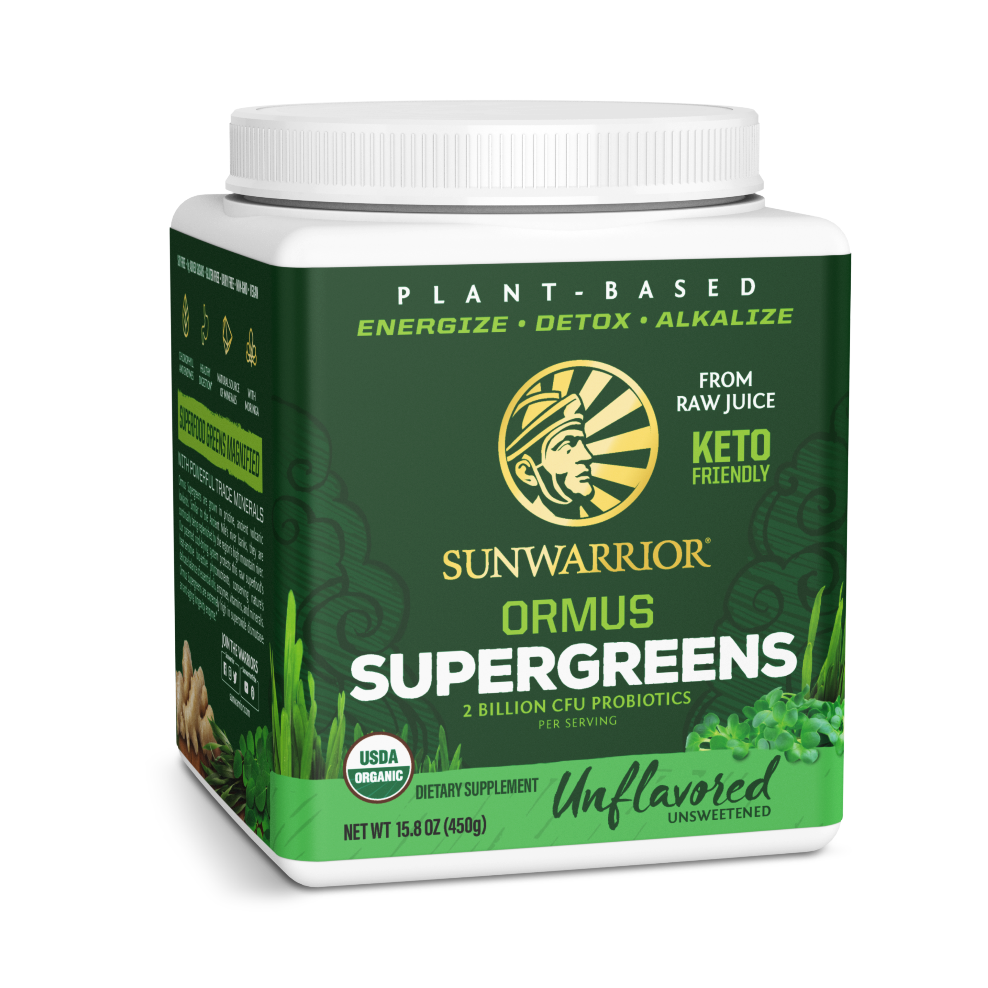 Sunwarrior, Ormus Supergreens, Unflavored, 450 g