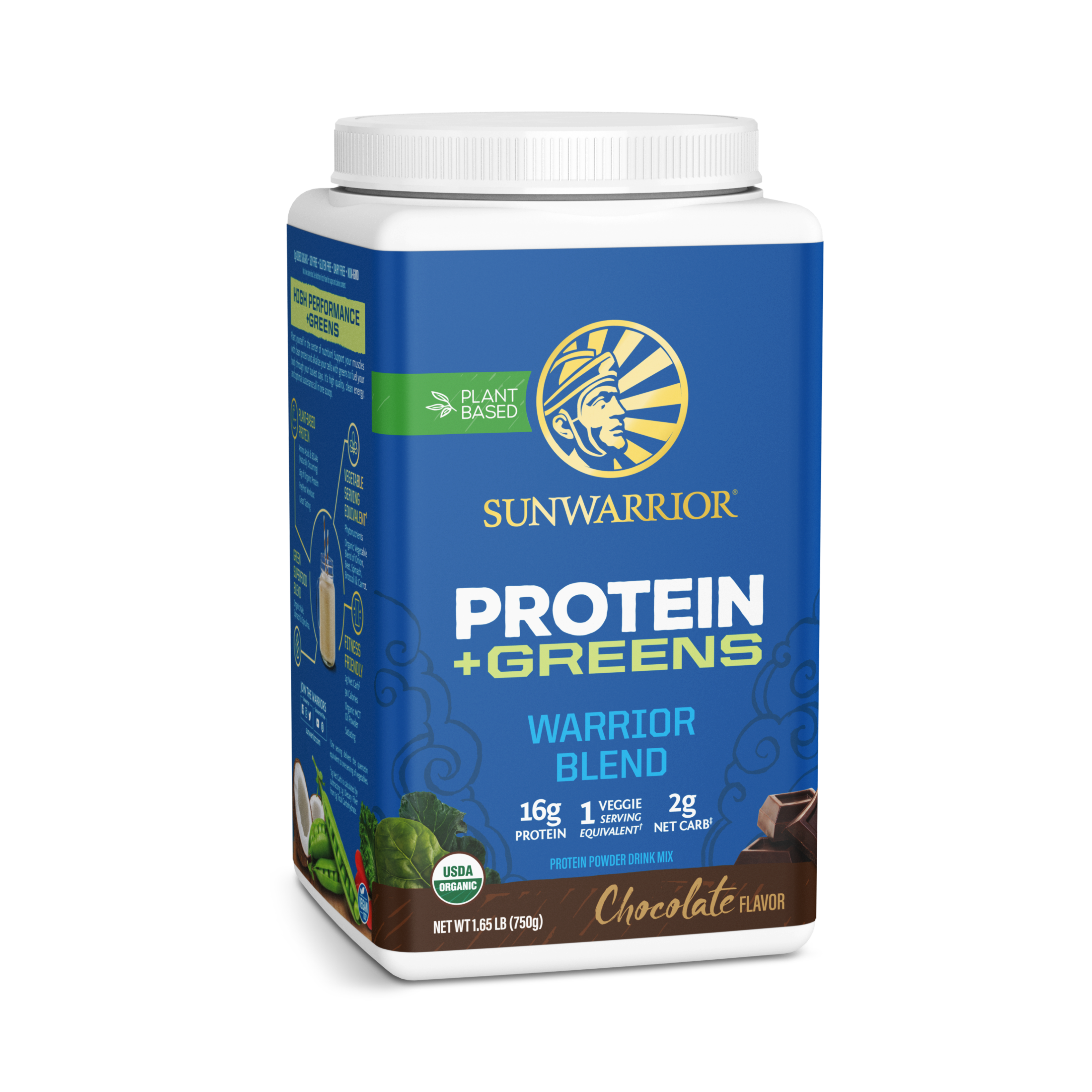 Sunwarrior, Warrior Blend, Protein + Greens, Chocolate, 750 g