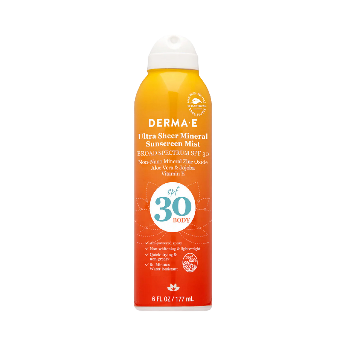 Derma E, Ultra Sheer Mineral Body Sunscreen Mist SPF 30, 6 Fl Oz