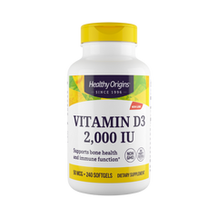 Healthy Origins, Vitamin DЗ Gels, 2000 IU, Lanolin, 240 Softgels