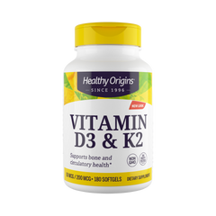 Healthy Origins, Vitamin D3 & K2, 180 Softgels