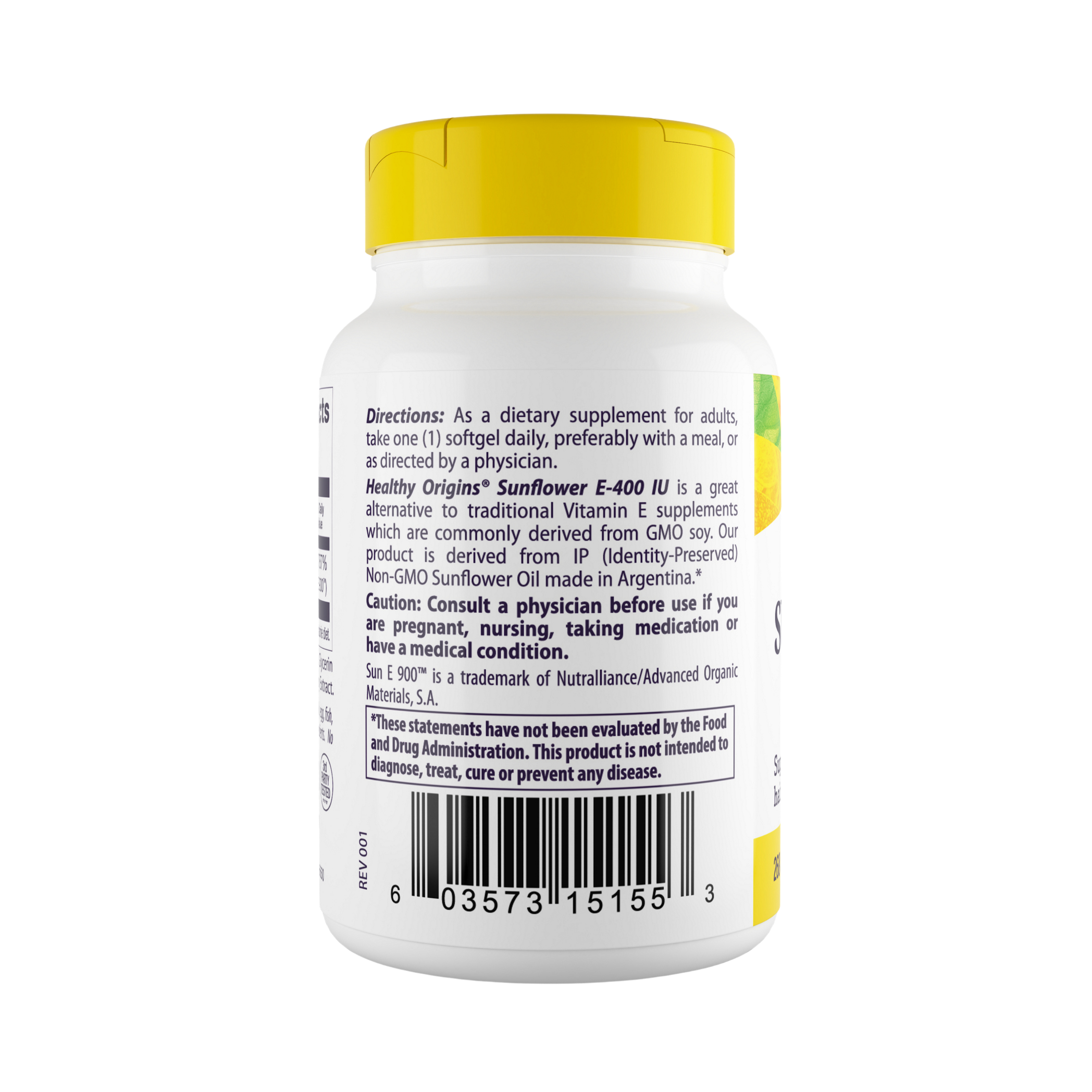 Healthy Origins, Vitamin E, 400 IU, Sunflower, 60 Softgels