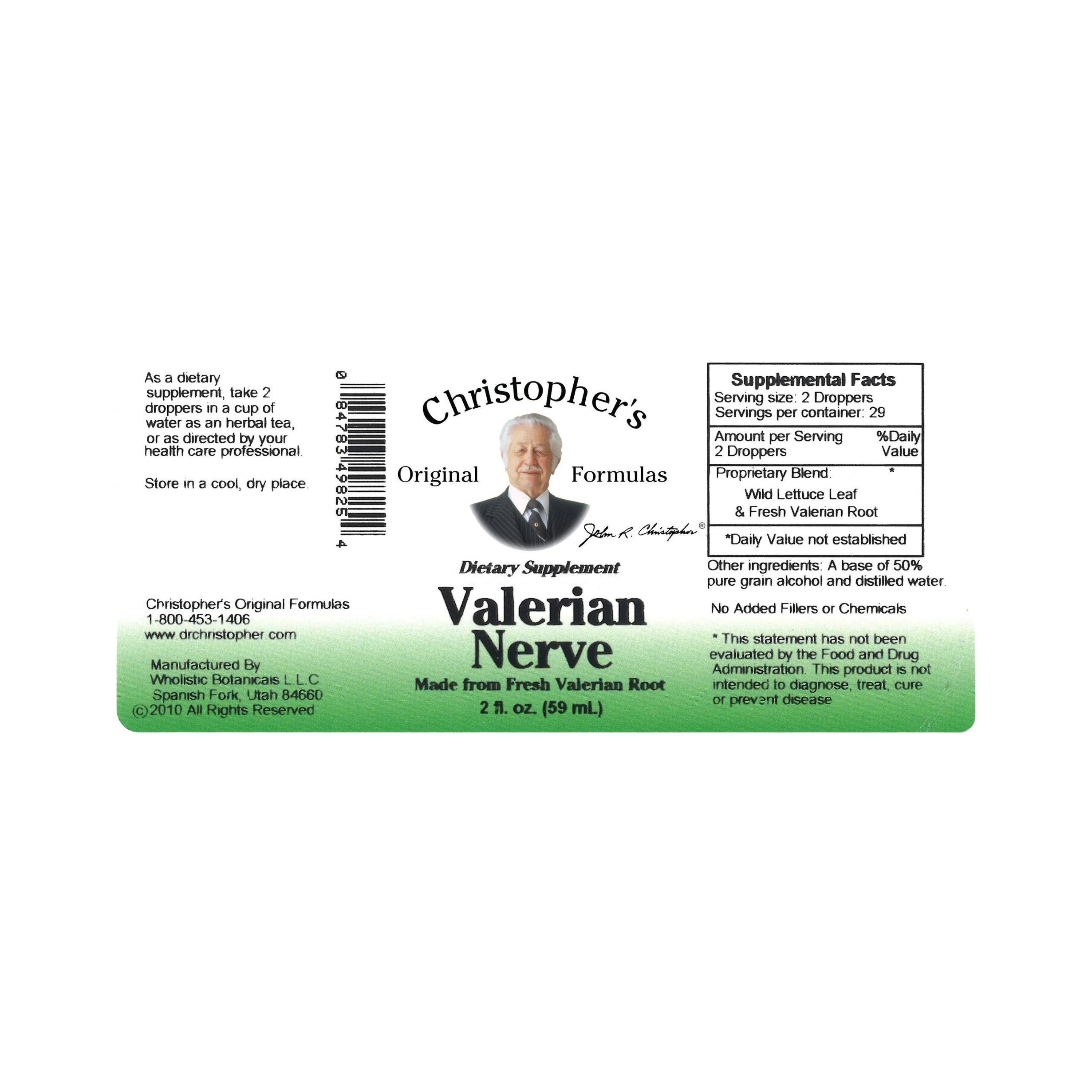 Christopher's Original Formulas, Valerian Nerve Formula, Alcohol Extract, 2 Oz