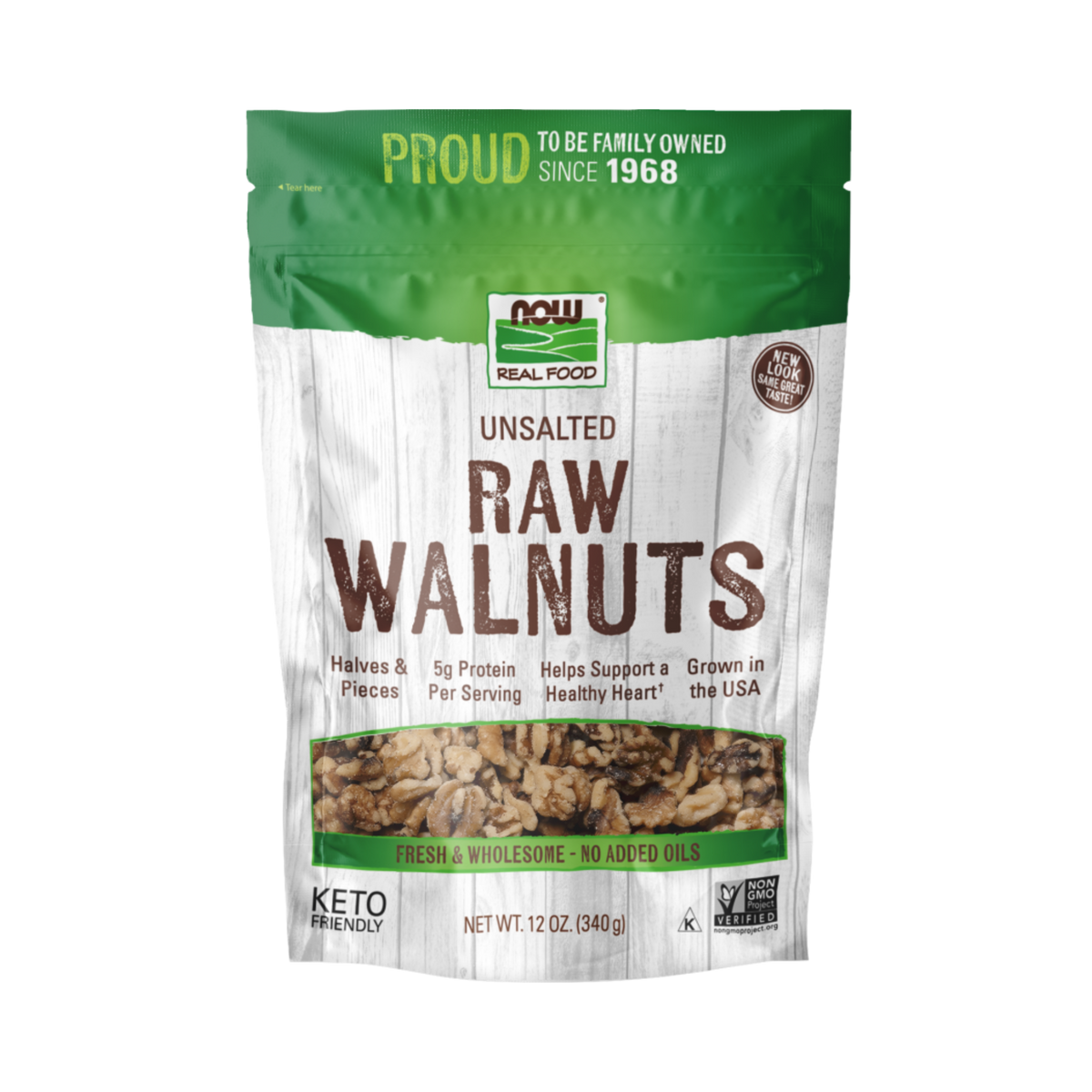 NOW Foods, Real Food, Raw Walnuts, Unsalted, 12 Oz