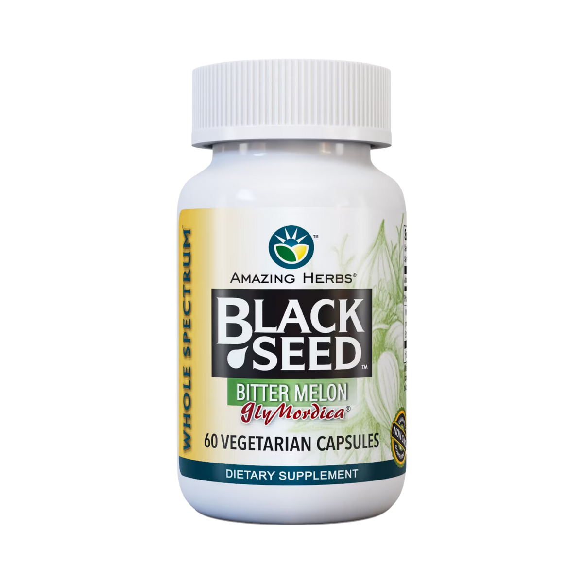 Amazing Herbs, Whole Spectrum Black Seed GlyMordica Bitter Melon, 100 Capsules