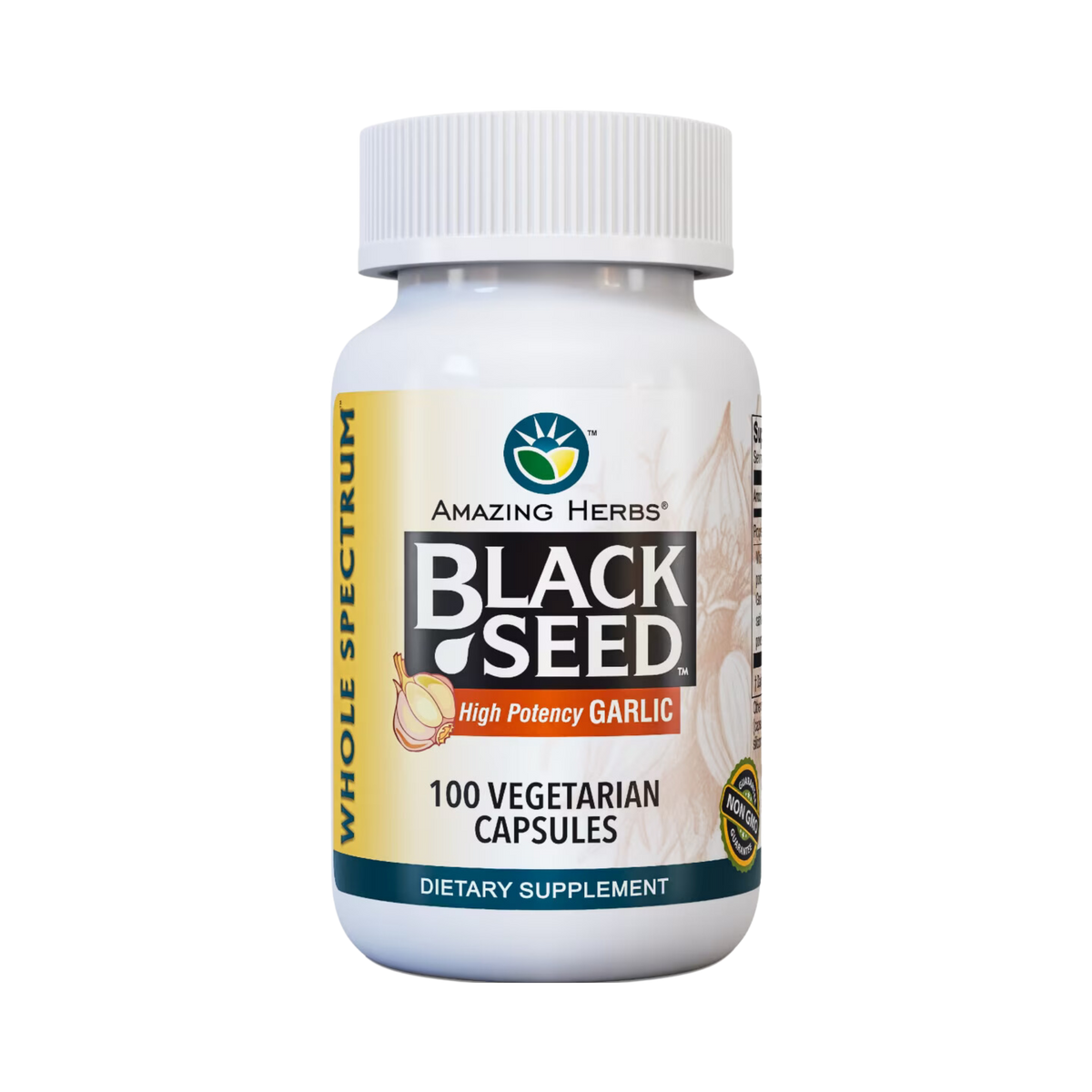 Amazing Herbs, Whole Spectrum Black Seed with High Potency Garlic, 100 Caps