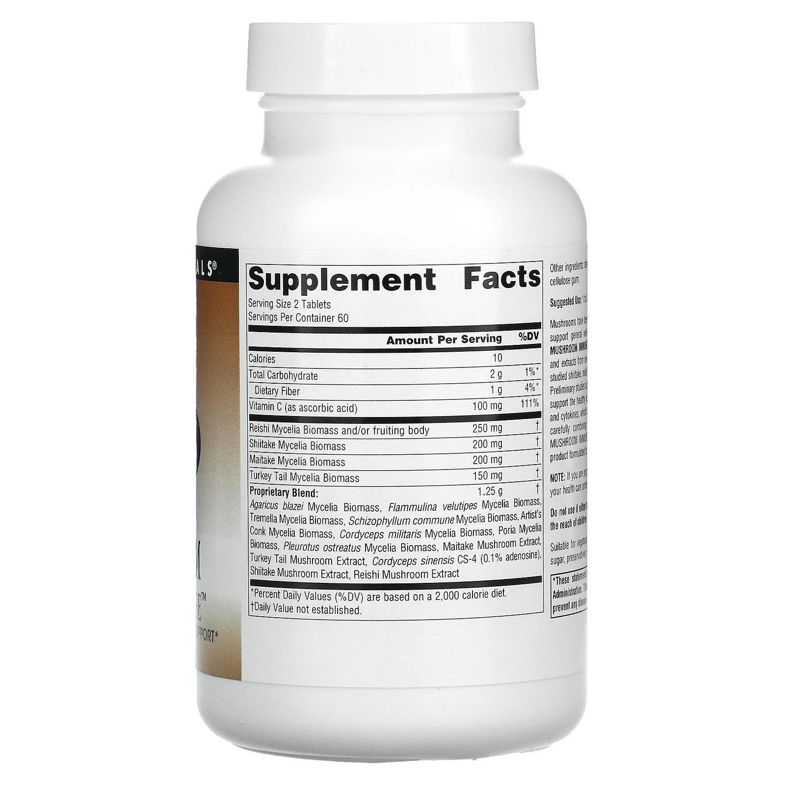 supplement-facts-source-naturals-mushroom-immune-defense