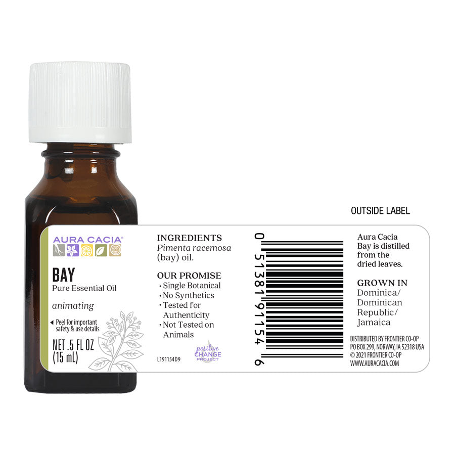 Aura Cacia, Bay Essential Oil, 0.5 Oz