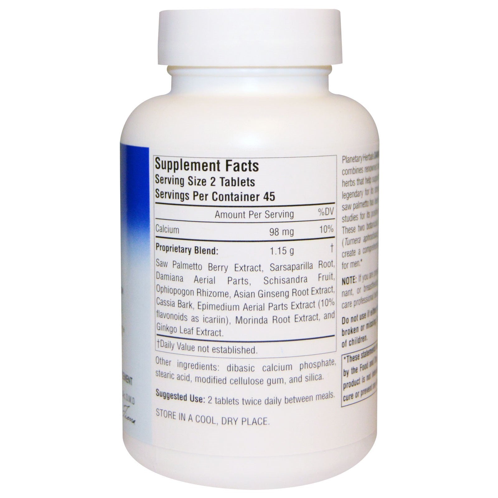 Planetary Herbals, Damiana Male Potential, 90 Tablets