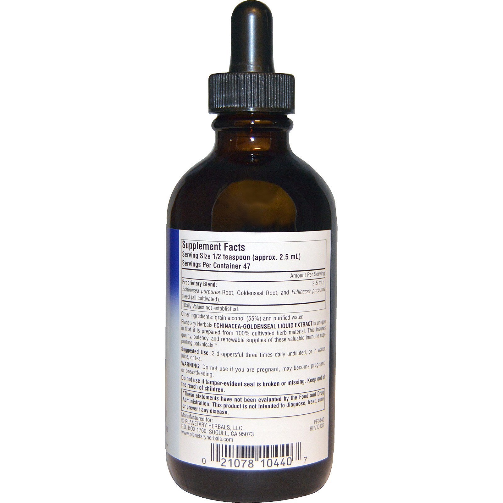 Planetary Herbals, Echinacea-Goldenseal Liquid Extract, 1 Fl Oz