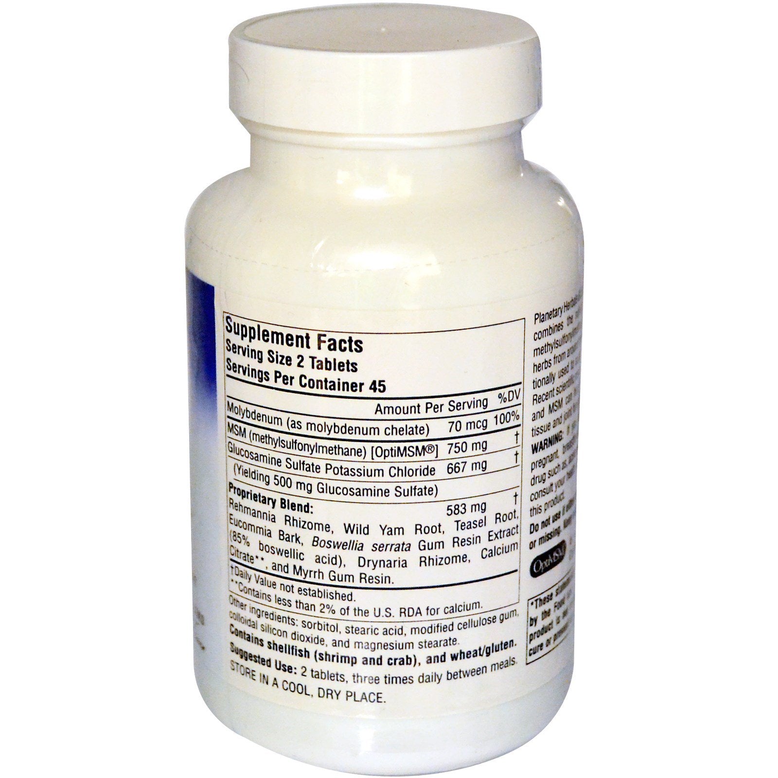 Planetary Herbals, Glucosamine MSM Herbal, 180 Tablets