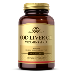 Solgar, COD LIVER OIL SOFTGELS - VITAMIN A & D SUPPLEMENT (100,250) | Maple Herbs