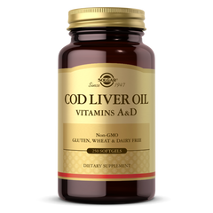 Solgar, COD LIVER OIL SOFTGELS - VITAMIN A & D SUPPLEMENT (100,250) | Maple Herbs