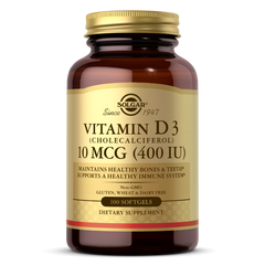 Solgar, VITAMIN D3 (CHOLECALCIFEROL) 10 MCG (400 IU) SOFTGELS (100,250) | Maple Herbs