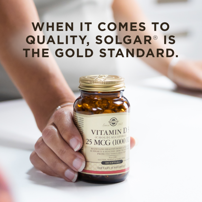 Solgar, VITAMIN D3 (CHOLECALCIFEROL) 25 MCG (1000 IU) SOFTGELS (100,250) | Maple Herbs