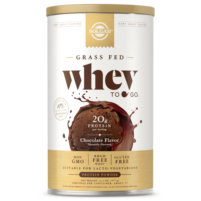 Solgar, GRASS FED WHEY TO GO®, CHOCOLATE (377 Grams, 1044 Grams) | Maple Herbs