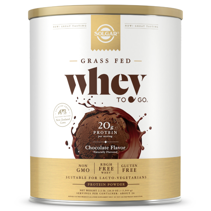 Solgar, GRASS FED WHEY TO GO®, CHOCOLATE (377 Grams, 1044 Grams) | Maple Herbs