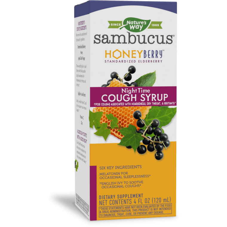 Nature's Way®, Sambucus HoneyBerry NightTime Cough Syrup (4 oz) | Maple Herbs