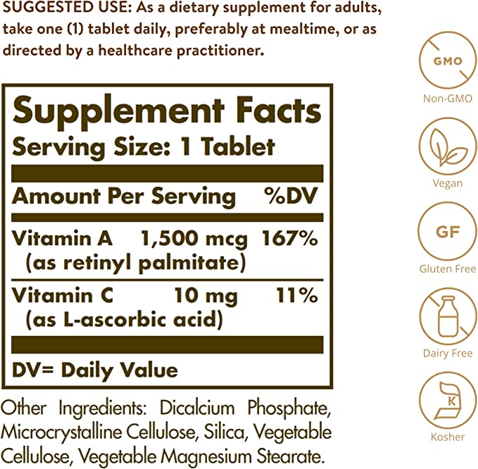 Solgar, DRY VITAMIN A 1500 MCG