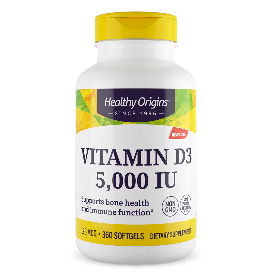 Healthy Origins, VITAMIN DЗ GELS, 5,000 IU (LANOLIN) Softgels (30,120,360,540) | Maple Herbs