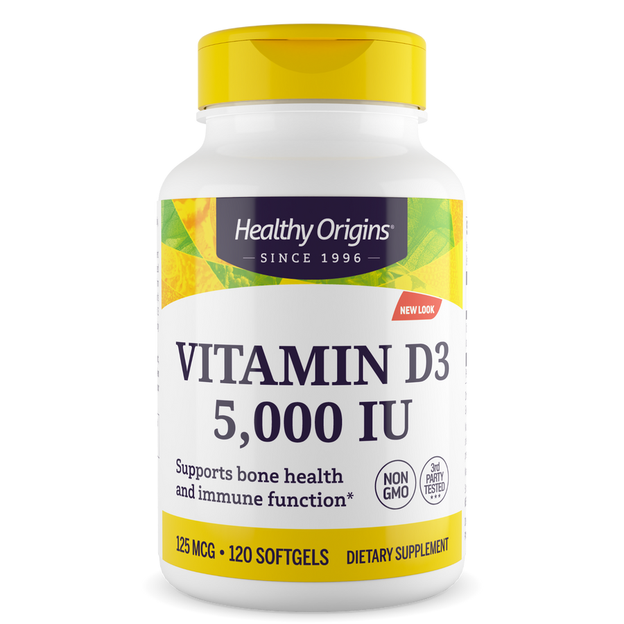 Healthy Origins, VITAMIN DЗ GELS, 5,000 IU (LANOLIN) Softgels (30,120,360,540) | Maple Herbs